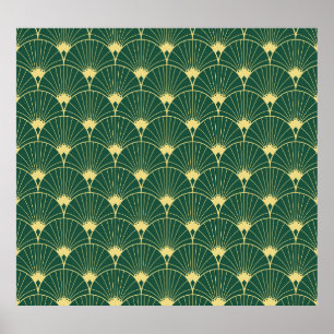 Poster Feuille de palme : motif art déco.