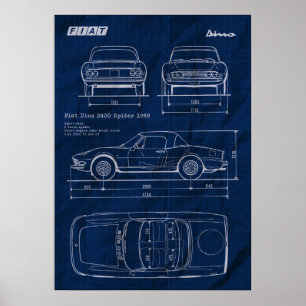 Poster feuille de route fiat dino 2400 spider