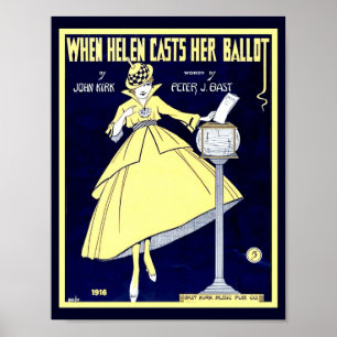Poster Feuille de suffrage pour femmes Musique 1916 Cute 