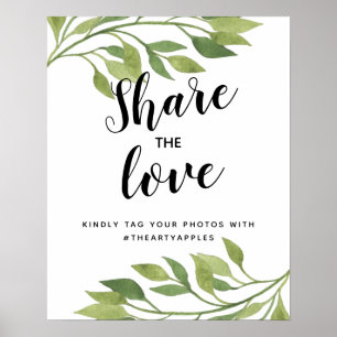 Poster Feuille de verdure du feuillage Hashtag mariage de