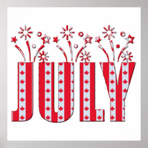 Poster Feuille d'érable canadienne juillet Bonne fête du 