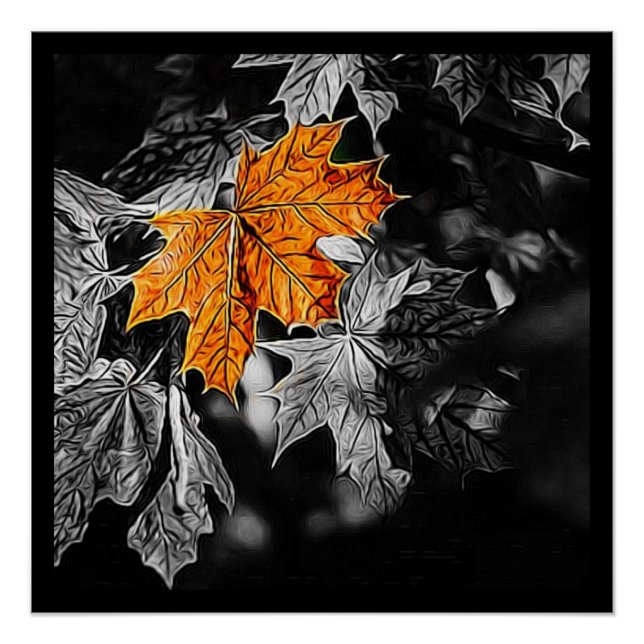 Poster Feuille d'érable d'automne rustique (Devant)
