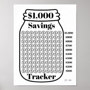 Poster Feuille d'objectif budgétaire Mason Jar $1000 Savi