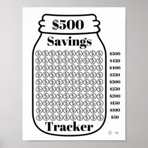Poster Feuille d'objectif budgétaire Mason Jar 500 $