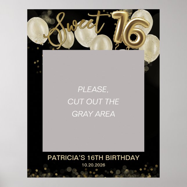 Poster Feuille d'or douce 16 ballons accessoire de photo  (Devant)