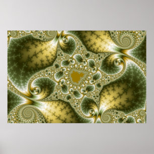 Poster Feuille Et Or - Art Fractal