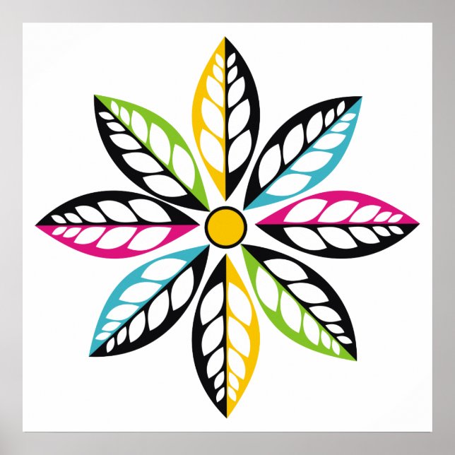 Poster Feuille-Fleur moderne, abstrait (Devant)
