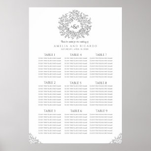 Poster Feuille gris foncé cercle mariage