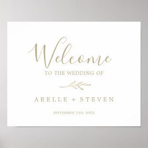 Poster Feuille minimale   Bienvenue Mariage or