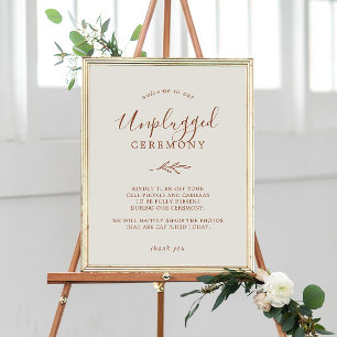 Poster Feuille minimale Boho Cream Unplugged Ceremony S