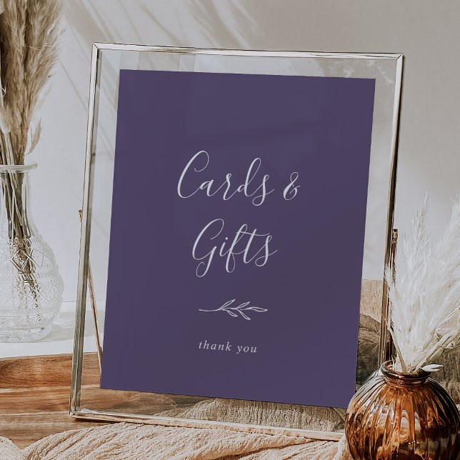 Poster Feuille minimale | Cartes et cadeaux Plum Purple (Créateur téléchargé)