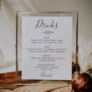 Poster Feuille minimale   Menu Consommation Mariage