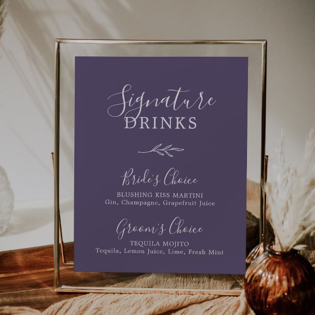 Poster Feuille minimale | Plum Purple Signature Boissons (Créateur téléchargé)