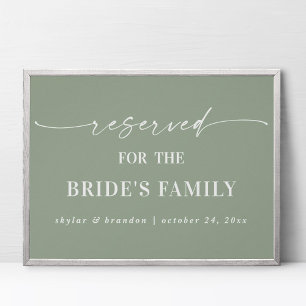 Poster Feuille Verte Panneau de Mariage Réservé à la Fami