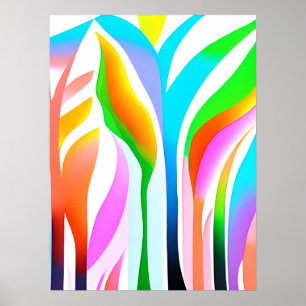 Poster Feuilles Abstraits en Pastels multicolores