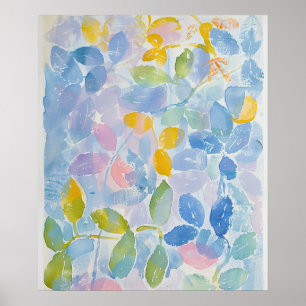 Poster Feuilles Abstraits Pastel Watercolor