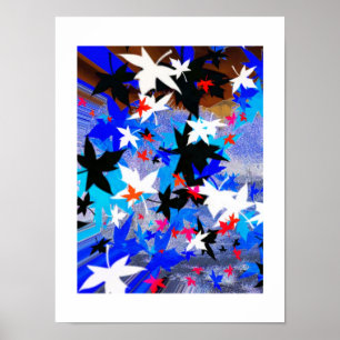 Poster Feuilles au clair de lune