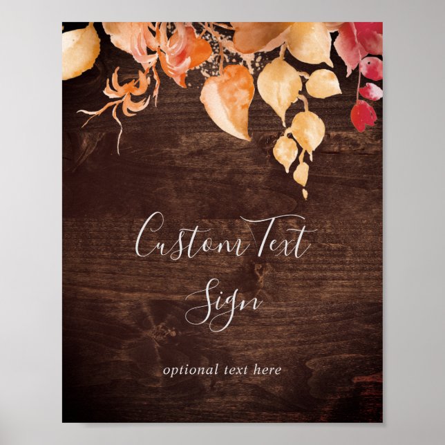 Poster Feuilles automnales | Bois Brown rustique - Pannea (Devant)