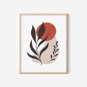 Poster Feuilles botaniques boho aux formes abstraites Art