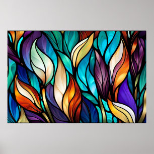Poster Feuilles colorés en verre tendu