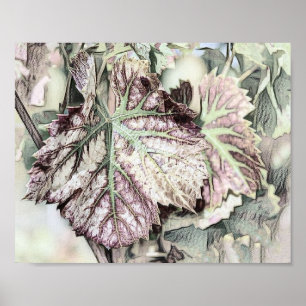 Poster Feuilles d'automne colorées avec dessin des couleu