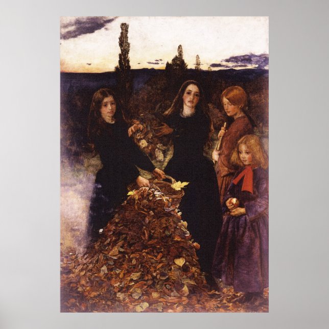Poster Feuilles d'automne de John Everett Millais (Devant)