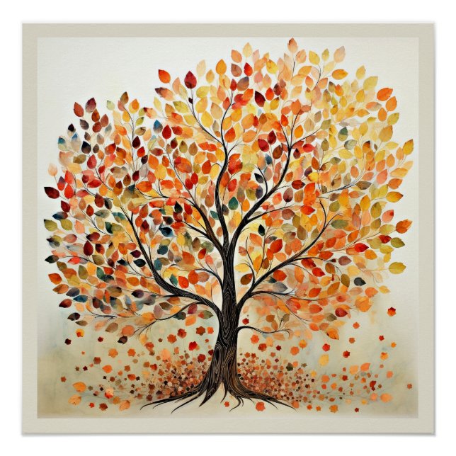 Poster Feuilles d'automne décoratives (Devant)