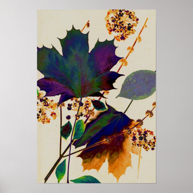 Poster Feuilles d'automne en couleurs royales (Devant)