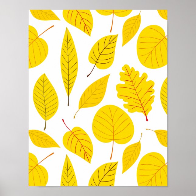 Poster Feuilles d'automne en jaune (Devant)