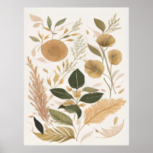 Poster Feuilles D'Automne Et Art Fleur