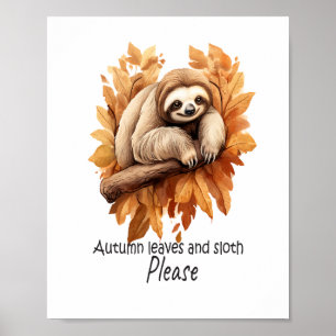 Poster Feuilles d'automne et paresse s'il vous plaît