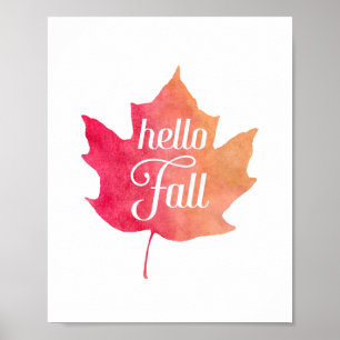 Poster Feuilles d'automne Hello Automne Citation de typog