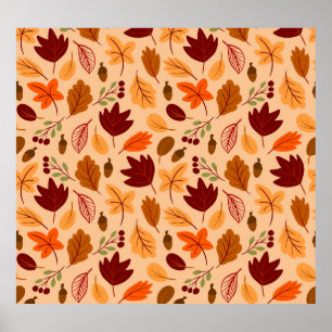 Poster Feuilles d'automne, motif simple et enfantin.