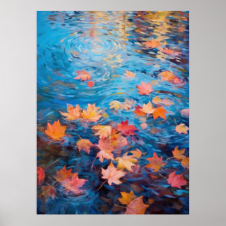 Poster Feuilles d'automne sur le lac des Beaux-Arts