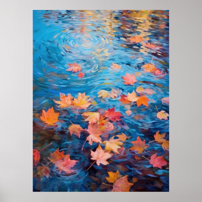 Poster Feuilles d'automne sur le lac des Beaux-Arts (Devant)