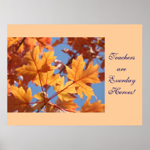 Poster Feuilles d'automneLes enseignants sont des héros q