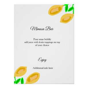 Poster feuilles de citron dessinées à la main ajoutent un