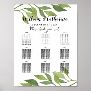 Poster Feuilles de feuillage Plan de table fête/mariage