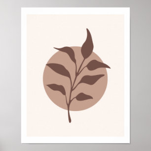 Poster Feuilles de fleurs botaniques modernes simples sur
