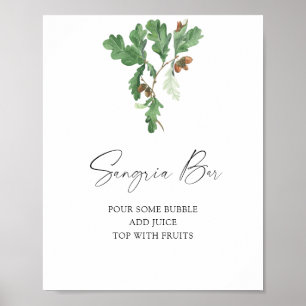 Poster Feuilles de gland douche de mariée - bar à sangria