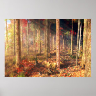 Poster Feuilles de l'impression or