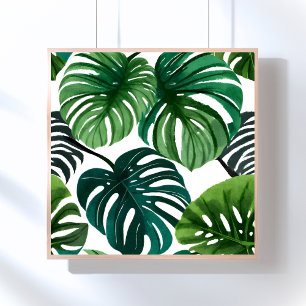 Poster Feuilles de Monstera   Aquarelle Moderne Simple