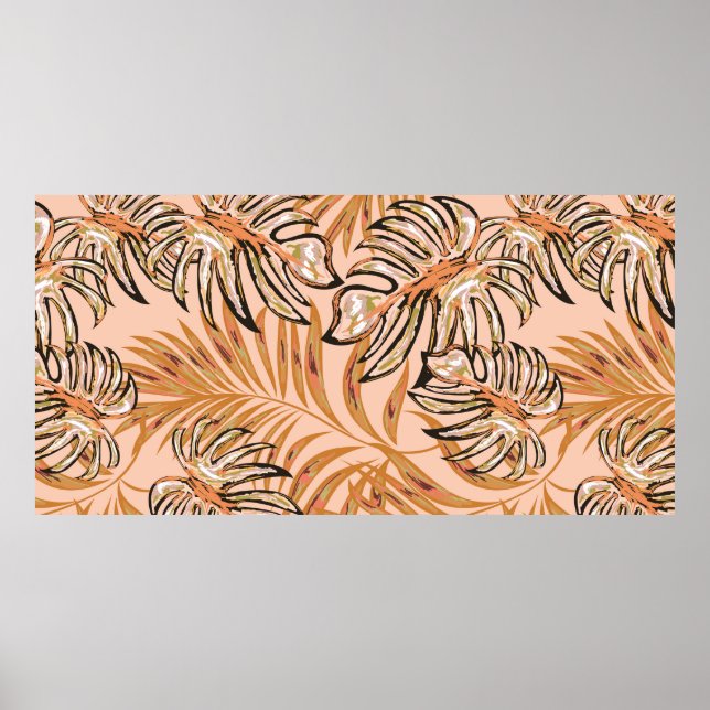 Poster Feuilles de palmiers tropicaux, jungle. Patte flor (Devant)