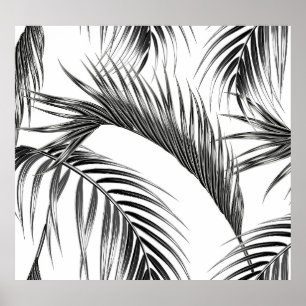 Poster Feuilles de palmiers tropicaux, jungle sans soudur