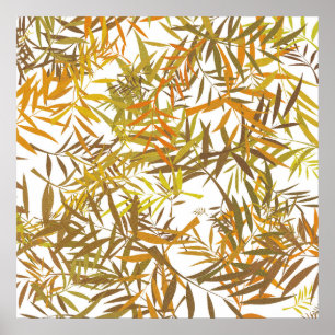 Poster Feuilles de saule dorées, bronze et marron