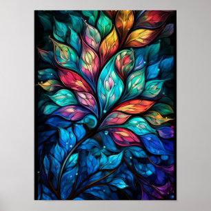 Poster Feuilles de verre teinté radieuses dans une tonali