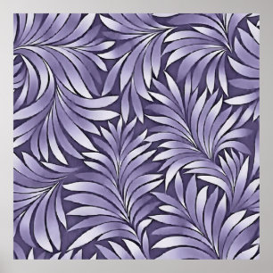 Poster Feuilles décoratives en améthyste et blanc