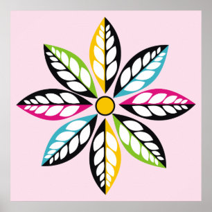 Poster Feuilles décoratives - Fleur moderne, abstraite