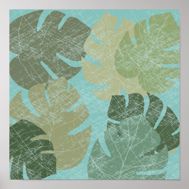 Poster Feuilles dénaturés tropicaux (Devant)