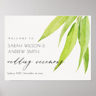 POSTER FEUILLES D'EUCALYPTUS AQUARELLE FOLIAGE MARIAGE